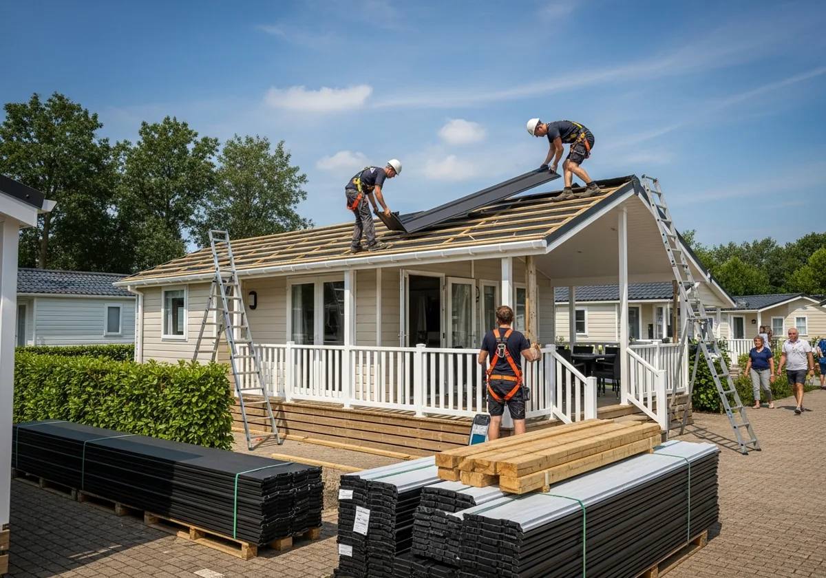 Reparatie aan een chaletdak